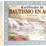 Certificado Bautismo en Agua