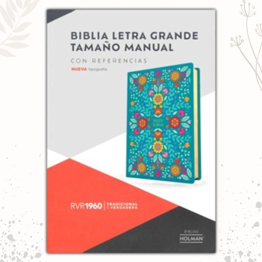 Biblia floreada RVR1960 Azul 12 puntos